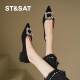 St/Sat/Saturday Versatile French Rhinestone Square Buckle Evening Breeze Gentle Matching Skirt Flat Women's Single Shoes Professional St/Sat/Saturday Versatile French Rhinestone Square Buckle Evening Breeze Gentle Matching Skirt Flat Women's Single Shoes Professional