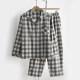 Japanese unprinted style pajamas for men and women in spring, autumn and winter pure cotton brushed velvet long-sleeved couple home wear set Japanese unprinted style pajamas for men and women in spring, autumn and winter pure cotton brushed velvet long-sleeved couple home wear set