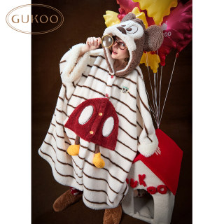 Gukoo/Fruit Shell Dressing Robe Women's Winter Disney Joint New Striped Coral Velvet Home Cloak D Gukoo/Fruit Shell Dressing Robe Women's Winter Disney Joint New Striped Coral Velvet Home Cloak D