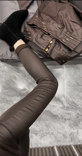 European products plus velvet leather pants for women in autumn and winter new style of grinding slimming and versatile high-waist coated imitation leather pants casual pants pencil pants European products plus velvet leather pants for women in autumn and winter new style of grinding slimming and versatile high-waist coated imitation leather pants casual pants pencil pants