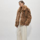 DukeCat/imported fox fur coat for women, temperament leopard print horn buckle warm fur coat DukeCat/imported fox fur coat for women, temperament leopard print horn buckle warm fur coat