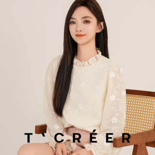 TCREER Autumn Light Style Fungus Stand Collar Design Temperament Top for Women 
TCREER Autumn Light Style Fungus Stand Collar Design Temperament Top for Women