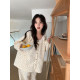 Xin helps autumn and winter new lace round collar floral pajamas women's set thick cotton warm home service set Xin helps autumn and winter new lace round collar floral pajamas women's set thick cotton warm home service set