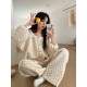 Xin helps autumn and winter new lace round collar floral pajamas women's set thick cotton warm home service set Xin helps autumn and winter new lace round collar floral pajamas women's set thick cotton warm home service set