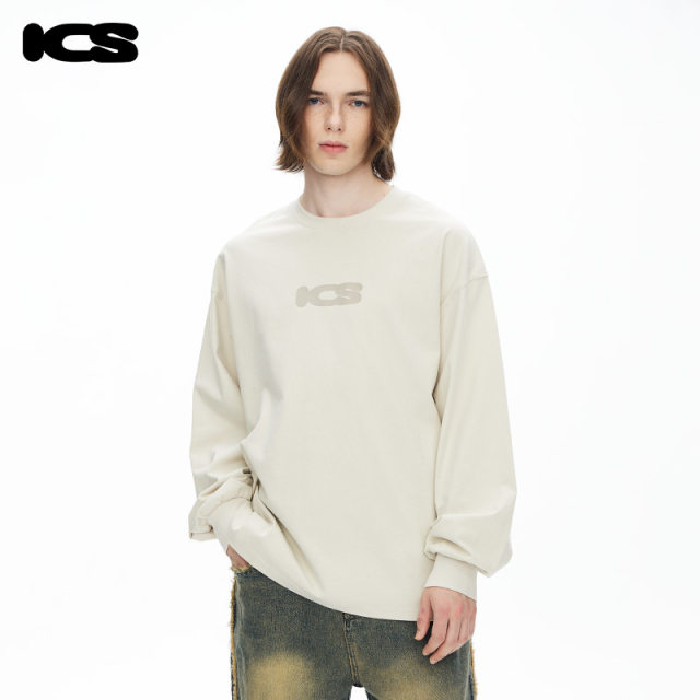 ics丨iconslab letter logo print long-sleeved T-shirt round neck couple versatile fashion CleanFit top ics丨iconslab letter logo print long-sleeved T-shirt round neck couple versatile fashion CleanFit top
