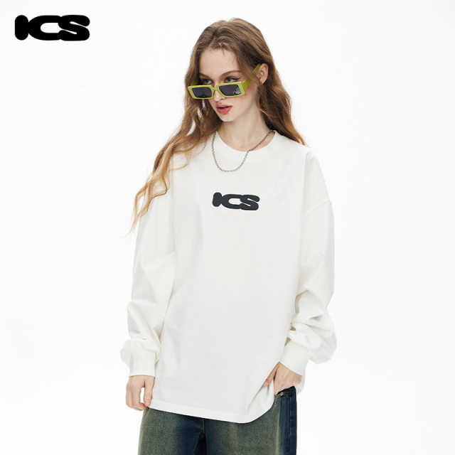 ics丨iconslab letter logo print long-sleeved T-shirt round neck couple versatile fashion CleanFit top ics丨iconslab letter logo print long-sleeved T-shirt round neck couple versatile fashion CleanFit top