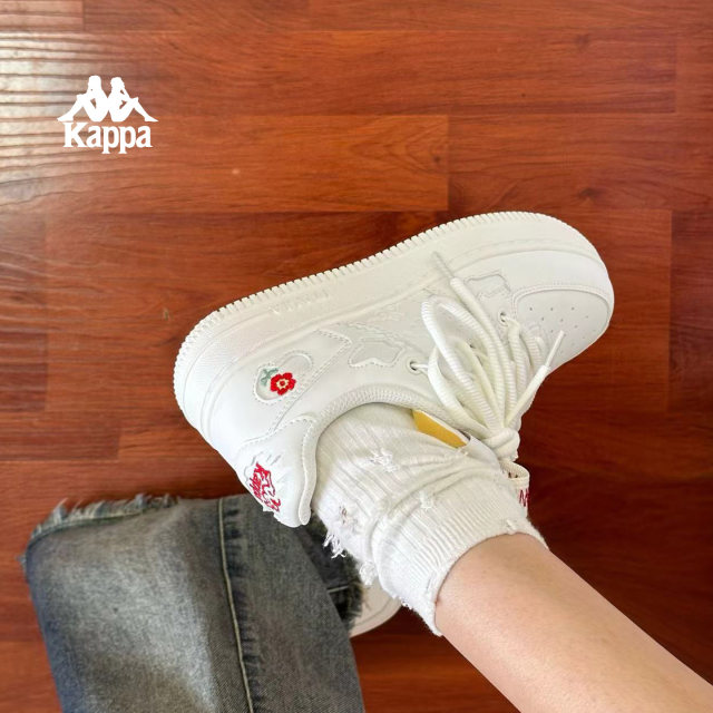 Kappa thick sole shoes for women 2025 autumn new casual original white shoes lightweight soft sole sneakers Kappa thick sole shoes for women 2025 autumn new casual original white shoes lightweight soft sole sneakers