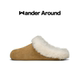 Wander around thick sole increased cowhide suede plus velvet Birkenstock shoes retro casual lazy hair slippers for women Wander around thick sole increased cowhide suede plus velvet Birkenstock shoes retro casual lazy hair slippers for women
