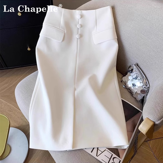 La Chapelle white slit suit skirt feminine mid-length skirt 2025 summer slim new high waist La Chapelle white slit suit skirt feminine mid-length skirt 2025 summer slim new high waist