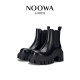 NOOWA color-blocking thick heel Martin boots for women 2025 autumn fashion round toe leather heightened comfortable versatile short boots NOOWA color-blocking thick heel Martin boots for women 2025 autumn fashion round toe leather heightened comfortable versatile short boots