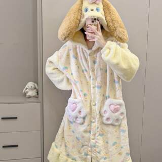 Original! Chef Biscuit Winter Coral Velvet Thickened Girl Cute Soft Girl Pajamas Home Clothes Set Original! Chef Biscuit Winter Coral Velvet Thickened Girl Cute Soft Girl Pajamas Home Clothes Set