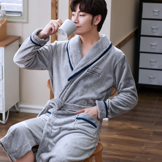 Autumn and winter coral velvet long dressing gown plus size home clothes Autumn and winter coral velvet long dressing gown plus size home clothes