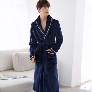 Pajamas men's bathrobe autumn and winter flannel thick beautiful spun Pajamas men's bathrobe autumn and winter flannel thick beautiful spun