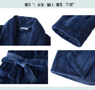 Bathrobe men's thickened flannel plus velvet pajamas coral velvet nightgown women's winter long plus size home wear hotel bathrobe Bathrobe men's thickened flannel plus velvet pajamas coral velvet nightgown women's winter long plus size home wear hotel bathrobe