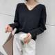 Slimming and fashionable sweater for autumn and winter, women's sweater tops, milky apricot color lazy knitted base shirt V-neck large 0928c 
Slimming and fashionable sweater for autumn and winter, women's sweater tops, milky apricot color lazy knitted base shirt V-neck large 0928c