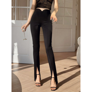XULU original spring and summer Roman fabric stretch slim front fork casual pencil pants black fashionable high-waisted trousers XULU original spring and summer Roman fabric stretch slim front fork casual pencil pants black fashionable high-waisted trousers