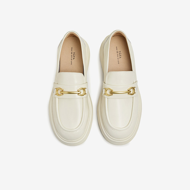 Tata He and She British Thick Sole JK Loafers Women's One-Pin Retro Small Leather Shoes Single Shoes 2025 Autumn 7PJ33AA4 Tata He and She British Thick Sole JK Loafers Women's One-Pin Retro Small Leather Shoes Single Shoes 2025 Autumn 7PJ33AA4