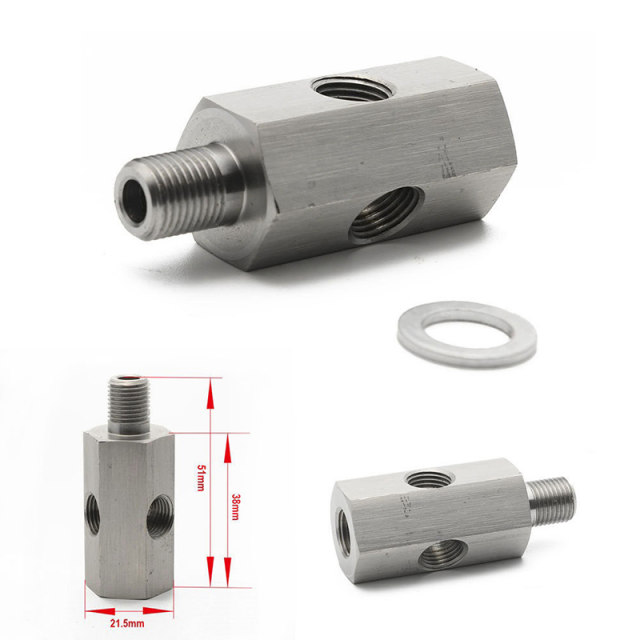 Automotive modified oil pressure gauge sensor connector 1/8NPT M10X1 stainless steel turbocharger joint tee 
Automotive modified oil pressure gauge sensor connector 1/8NPT M10X1 stainless steel turbocharger joint tee