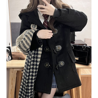 Huaqianzhujk hooded horn button coat Huaqianzhujk hooded horn button coat