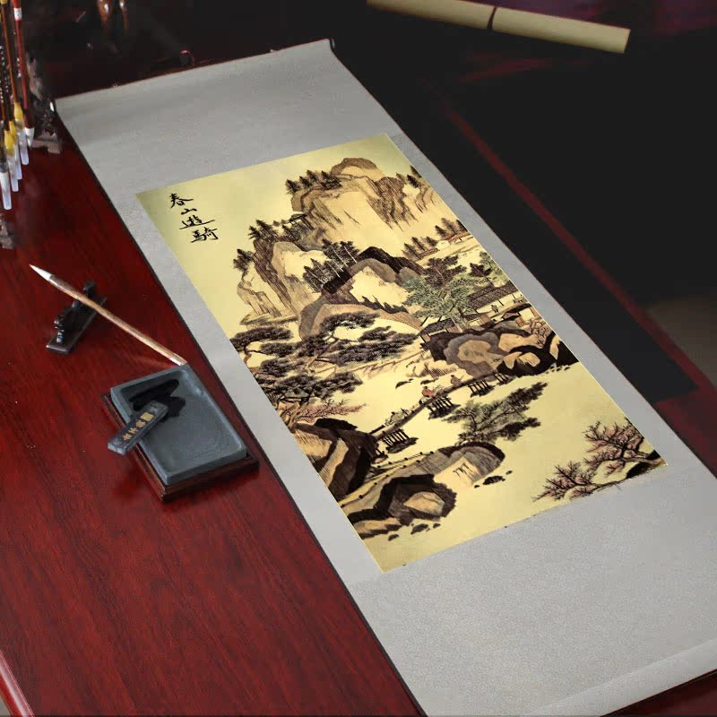 中国風景画 - 唐寅様式 - 絹の巻物 - 新しい中国風の装飾