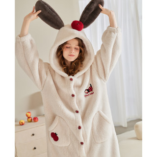 Fenton nightgown women's autumn and winter new coral velvet pajamas Fenton nightgown women's autumn and winter new coral velvet pajamas