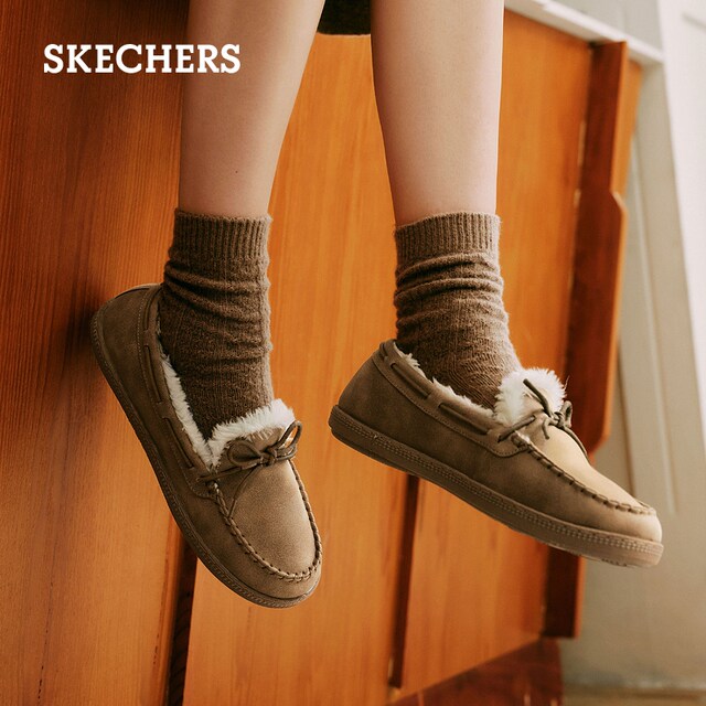 Skechers milk shoes winter women's shoes soft-soled bean shoes plus velvet warm furry shoes loafers flat shoes Skechers milk shoes winter women's shoes soft-soled bean shoes plus velvet warm furry shoes loafers flat shoes