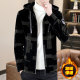 New style of men's jacket with plush velvet thickened hooded jacket for autumn and winter Korean style trendy handsome tweed jacket for men's short hooded trench coat
 New style of men's jacket with plush velvet thickened hooded jacket for autumn and winter Korean style trendy handsome tweed jacket for men's short hooded trench coat