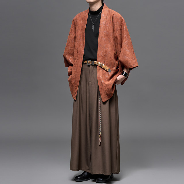 Cutting design mid-length Taoist robe cardigan men's spring and autumn Japanese style retro new Chinese style loose Yamamoto style jacket Cutting design mid-length Taoist robe cardigan men's spring and autumn Japanese style retro new Chinese style loose Yamamoto style jacket