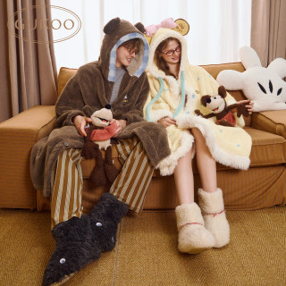 Gukoo/Fruit Shell Couple Nightwear Winter Coral Velvet Warm New Disney Joint Women's Home Dress D 
Gukoo/Fruit Shell Couple Nightwear Winter Coral Velvet Warm New Disney Joint Women's Home Dress D