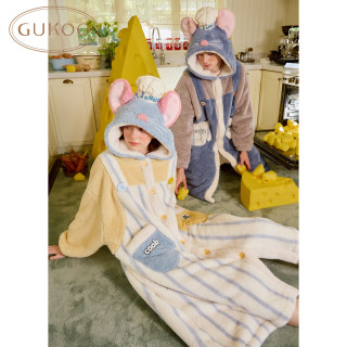 Gukoo/Fruit Shell Couple Nightwear Winter Coral Velvet Warm New Style Rat King Joint Home Dressing D 
Gukoo/Fruit Shell Couple Nightwear Winter Coral Velvet Warm New Style Rat King Joint Home Dressing D