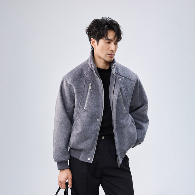 Autumn and winter jackets for men 2025 new high-end handsome short woolen jackets trendy light luxury stand-up collar tops Autumn and winter jackets for men 2025 new high-end handsome short woolen jackets trendy light luxury stand-up collar tops