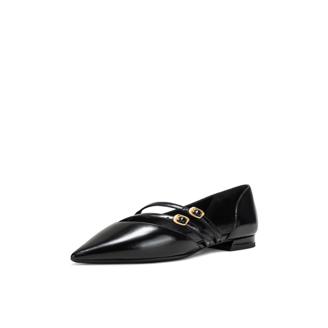 LUNA women's shoes new autumn shoes black double-striped Mary Jane French flats LUNA women's shoes new autumn shoes black double-striped Mary Jane French flats