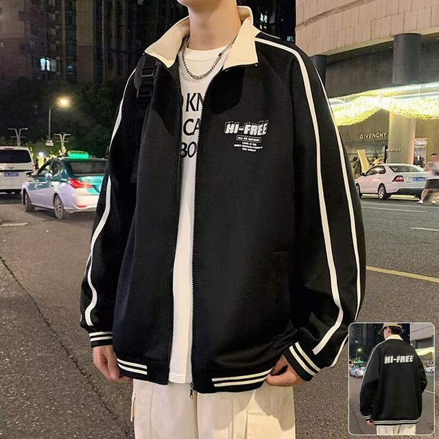 Large size men's lapel jacket men's spring and autumn 2025 new plus fat and enlarged trendy American splicing trendy brand jacket Large size men's lapel jacket men's spring and autumn 2025 new plus fat and enlarged trendy American splicing trendy brand jacket