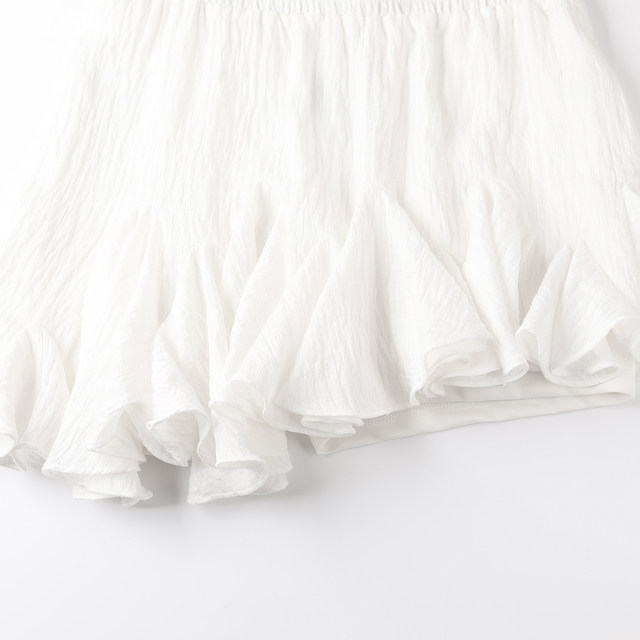 wana try black background and white dot hem asymmetric ultra-short fluffy skirt containing shorts 2025 summer new women's skirt wana try black background and white dot hem asymmetric ultra-short fluffy skirt containing shorts 2025 summer new women's skirt