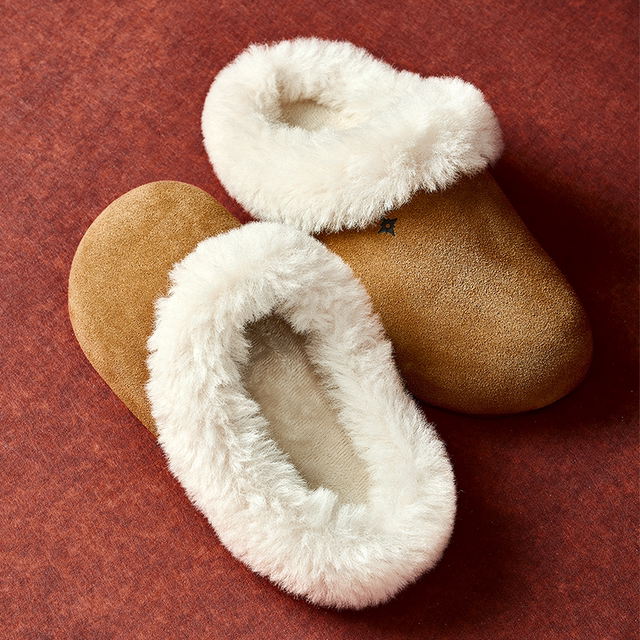 Wander around thick sole increased cowhide suede plus velvet Birkenstock shoes retro casual lazy hair slippers for women Wander around thick sole increased cowhide suede plus velvet Birkenstock shoes retro casual lazy hair slippers for women