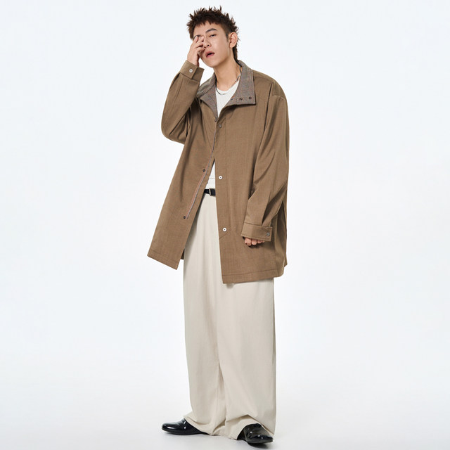 Mid-length windbreaker jacket for men 2025 new spring, autumn and winter men's trendy brand loose casual work jacket top 
Mid-length windbreaker jacket for men 2025 new spring, autumn and winter men's trendy brand loose casual work jacket top