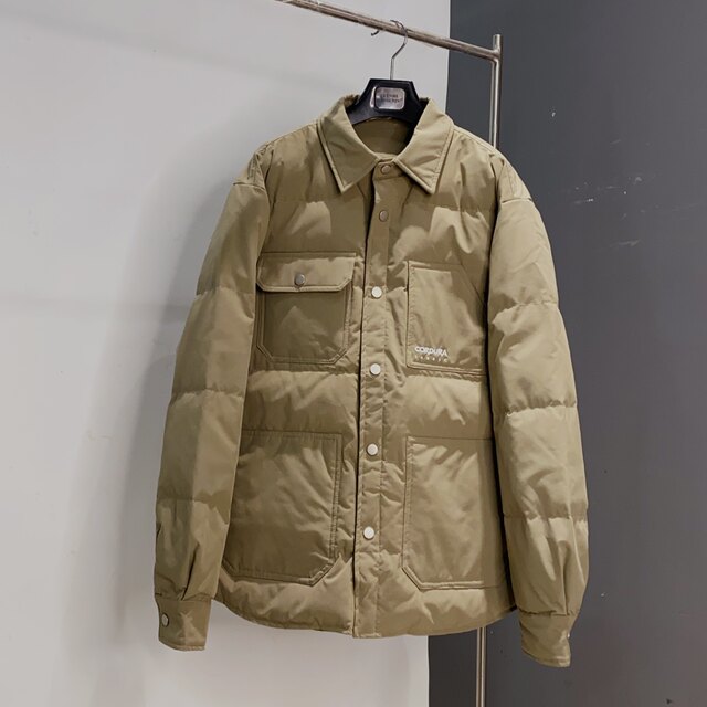 Autumn and winter men's fashionable embroidered lapel casual work shirt down jacket trendy youth thin goose down jacket TX length 68 Autumn and winter men's fashionable embroidered lapel casual work shirt down jacket trendy youth thin goose down jacket TX length 68