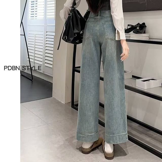 Extended plush wide-leg jeans for women 175 tall, high waist large size stretch slimming floor pants for women winter pants Extended plush wide-leg jeans for women 175 tall, high waist large size stretch slimming floor pants for women winter pants