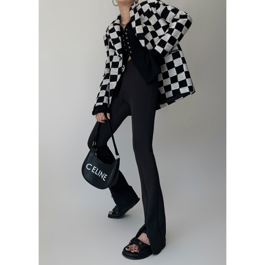 Paperlll Xinjian black zipper split casual pencil pants high waist, simple slimming, thin feet pants female Paperlll Xinjian black zipper split casual pencil pants high waist, simple slimming, thin feet pants female
