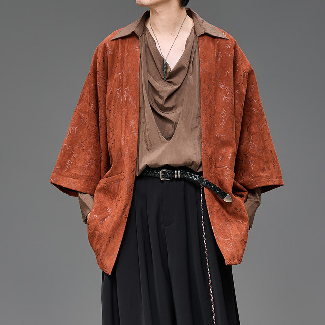 Cutting design mid-length Taoist robe cardigan men's spring and autumn Japanese style retro new Chinese style loose Yamamoto style jacket Cutting design mid-length Taoist robe cardigan men's spring and autumn Japanese style retro new Chinese style loose Yamamoto style jacket