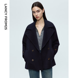 Langzi short double-breasted coat long lace-up coat and skirt 
Langzi short double-breasted coat long lace-up coat and skirt