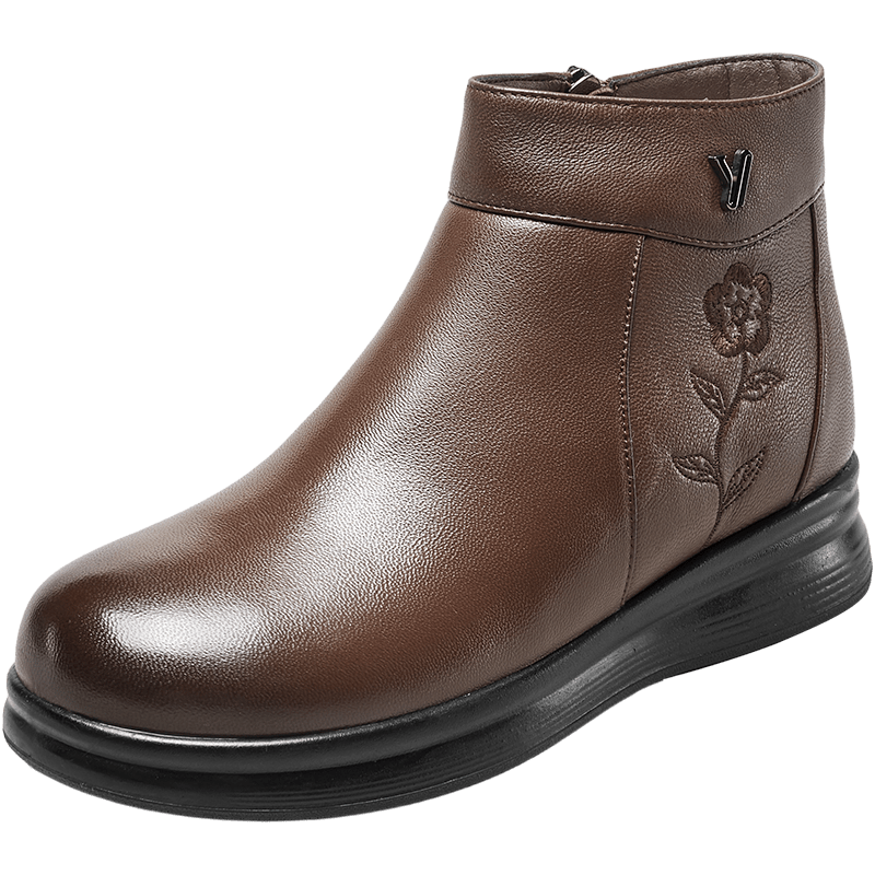 Yierkan Women's Shoes 2025 Winter Short Boots Genuine Leather Short Boots Middle-aged and Elderly Mothers Cotton Shoes Plus Velvet Warm Leather Shoes Yierkan Women's Shoes 2025 Winter Short Boots Genuine Leather Short Boots Middle-aged and Elderly Mothers Cotton Shoes Plus Velvet Warm Leather Shoes