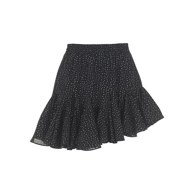 wana try black background and white dot hem asymmetric ultra-short fluffy skirt containing shorts 2025 summer new women's skirt wana try black background and white dot hem asymmetric ultra-short fluffy skirt containing shorts 2025 summer new women's skirt