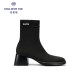 MALOVE MZ autumn and winter new thick heel elastic slim boots feminine simple commuter boots black fashion boots MALOVE MZ autumn and winter new thick heel elastic slim boots feminine simple commuter boots black fashion boots