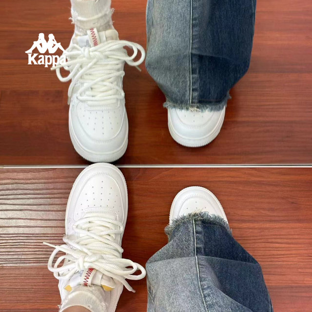 Kappa thick sole shoes for women 2025 autumn new casual original white shoes lightweight soft sole sneakers Kappa thick sole shoes for women 2025 autumn new casual original white shoes lightweight soft sole sneakers