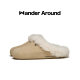 Wander around thick sole increased cowhide suede plus velvet Birkenstock shoes retro casual lazy hair slippers for women Wander around thick sole increased cowhide suede plus velvet Birkenstock shoes retro casual lazy hair slippers for women