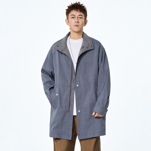 Mid-length windbreaker jacket for men 2025 new spring, autumn and winter men's trendy brand loose casual work jacket top 
Mid-length windbreaker jacket for men 2025 new spring, autumn and winter men's trendy brand loose casual work jacket top