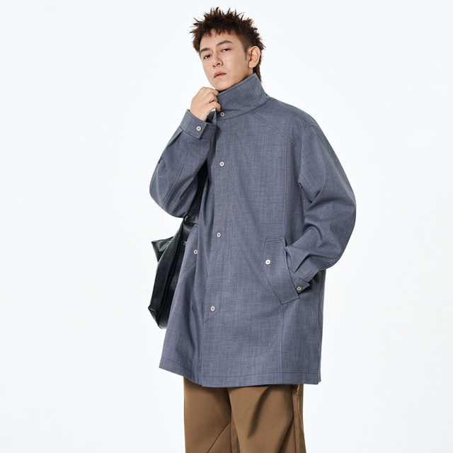 Mid-length windbreaker jacket for men 2025 new spring, autumn and winter men's trendy brand loose casual work jacket top 
Mid-length windbreaker jacket for men 2025 new spring, autumn and winter men's trendy brand loose casual work jacket top