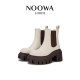 NOOWA color-blocking thick heel Martin boots for women 2025 autumn fashion round toe leather heightened comfortable versatile short boots NOOWA color-blocking thick heel Martin boots for women 2025 autumn fashion round toe leather heightened comfortable versatile short boots