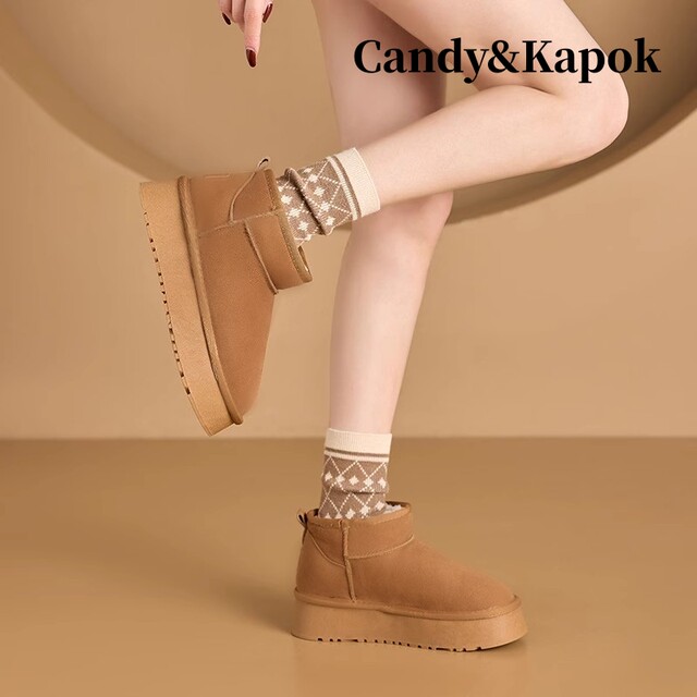 Candy/Kapok official snow boots for women in winter plus velvet to keep warm and thickened and versatile thick sole heightening short cotton 10 Candy/Kapok official snow boots for women in winter plus velvet to keep warm and thickened and versatile thick sole heightening short cotton 10